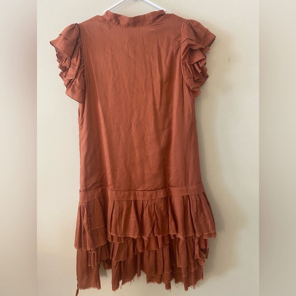 MWT Maria Stanley Elegant Ruffled Orange Dress size 0 - Picture 8 of 16